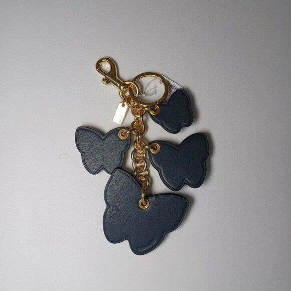 NWT C8224 Coach Butterfly Cluster Bag Charm IM/Denim Multi Jeans Denim - Picture 2 of 3
